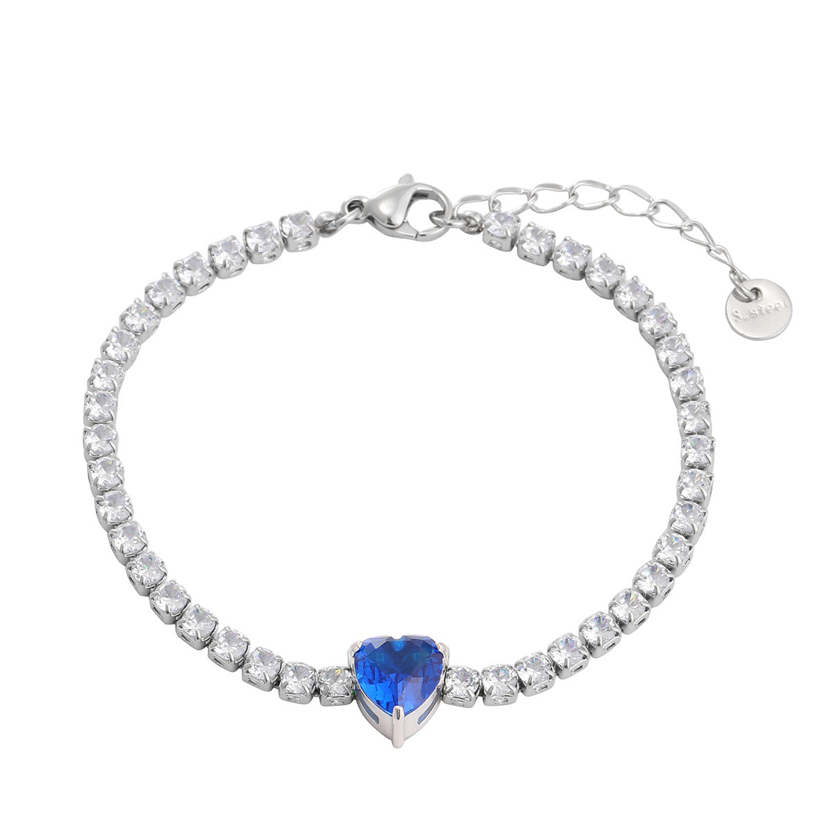 Heart Shape Rhinestones Bracelets [304 Stainless Steel]