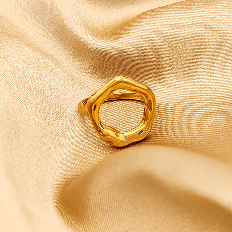 Hollow Ring [Stainless Steel, 18K Gold Plated]