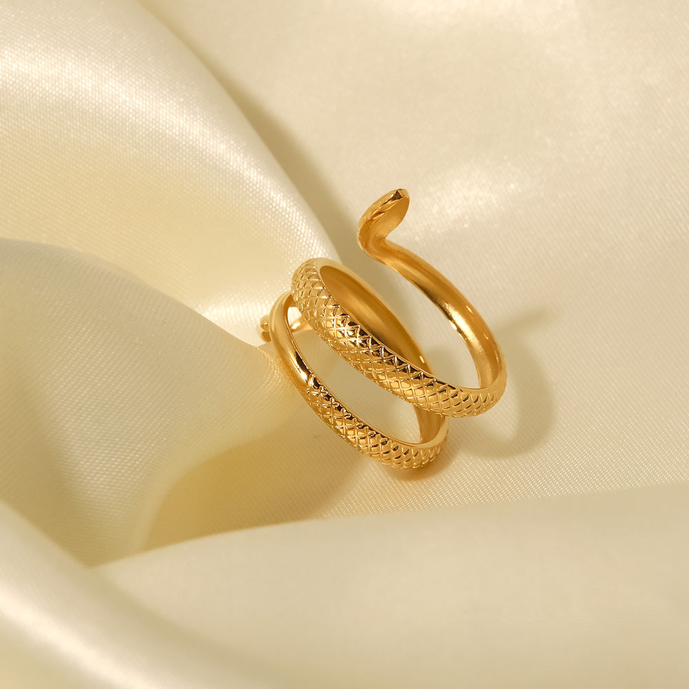 Snake Open Ring [304 Stainless Steel, 18K Gold Plated]