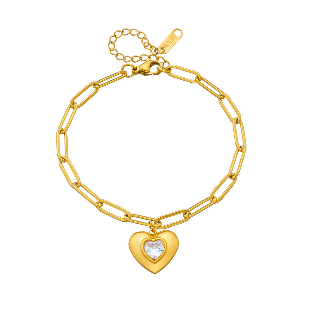 Various Heart Shape Chain Bracelets [Stainless Steel]