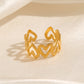 Hollow Heart Open Ring [304 Stainless Steel 18K Gold Plated]