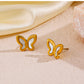 White Butterfly Shell Earrings/Necklace [304 Stainless Steel,18K Gold Plated]