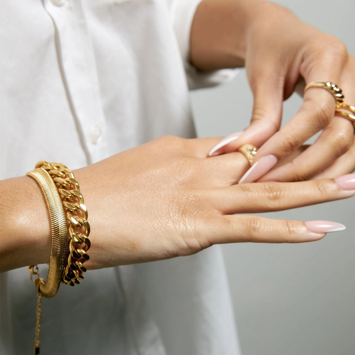 Chain Bracelets [316L Stainless Steel,18K Gold Plated]