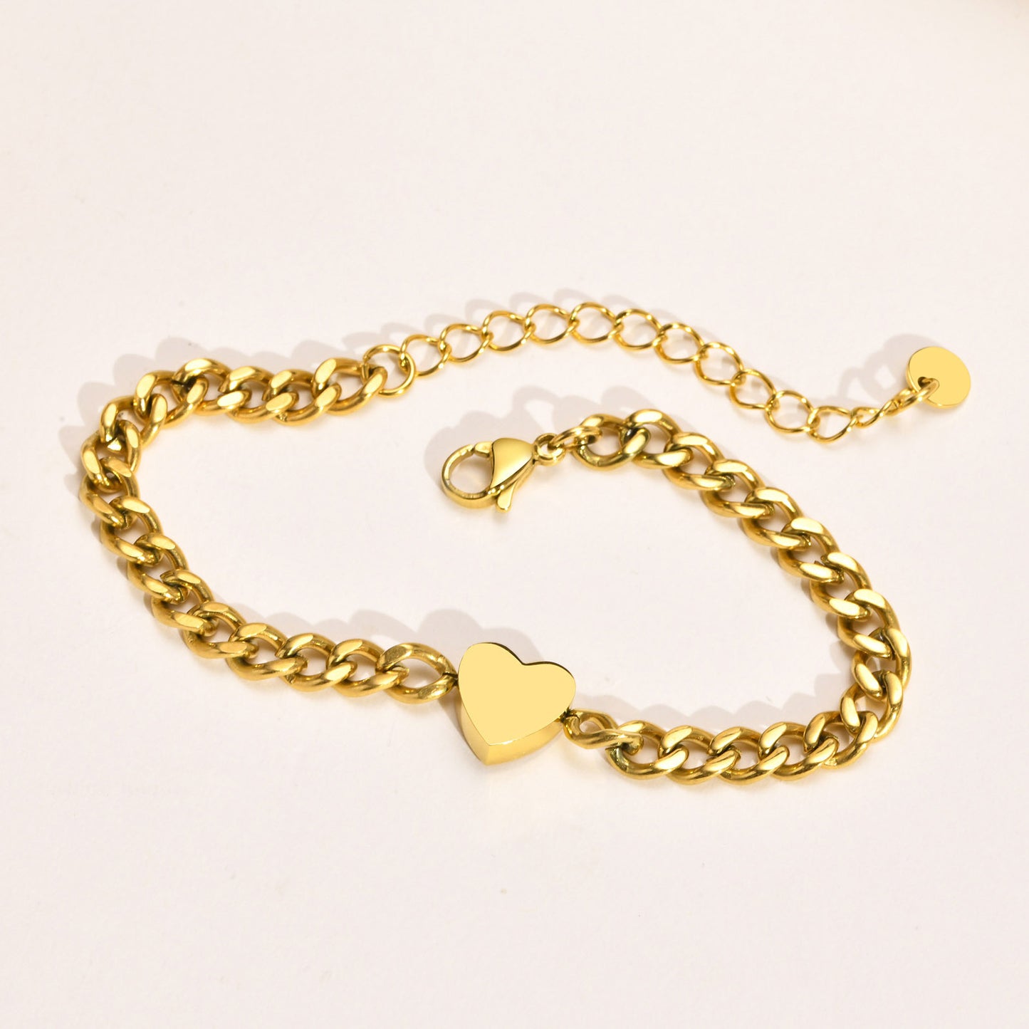 Heart Curb Chain Bracelet [201 Stainless Steel]