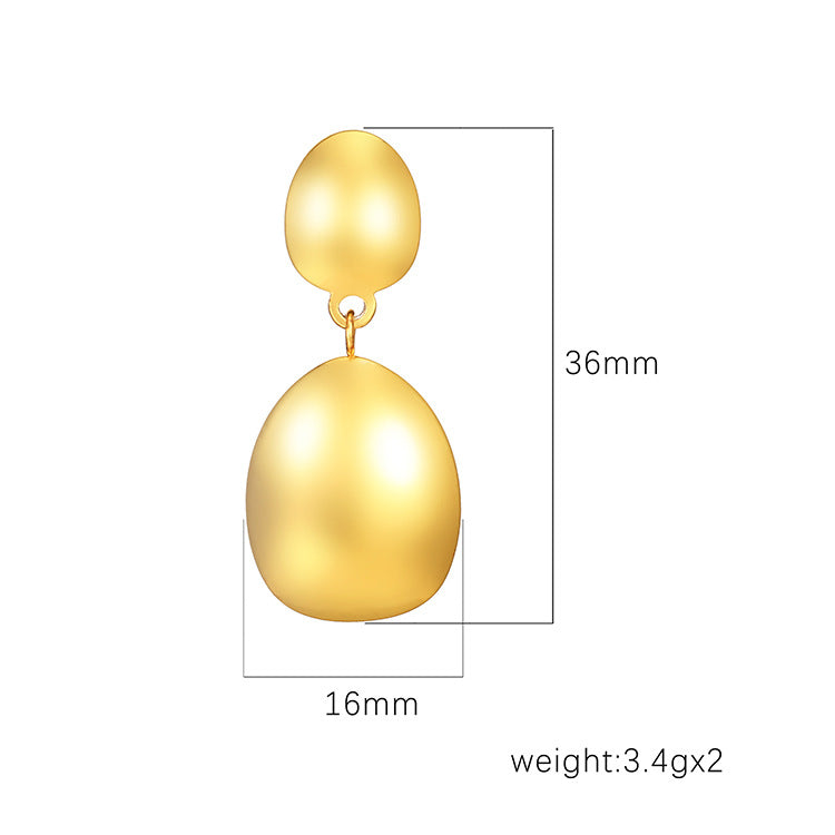 Oval Drop Earrings [304 Stainless Steel,18K Gold Plated]