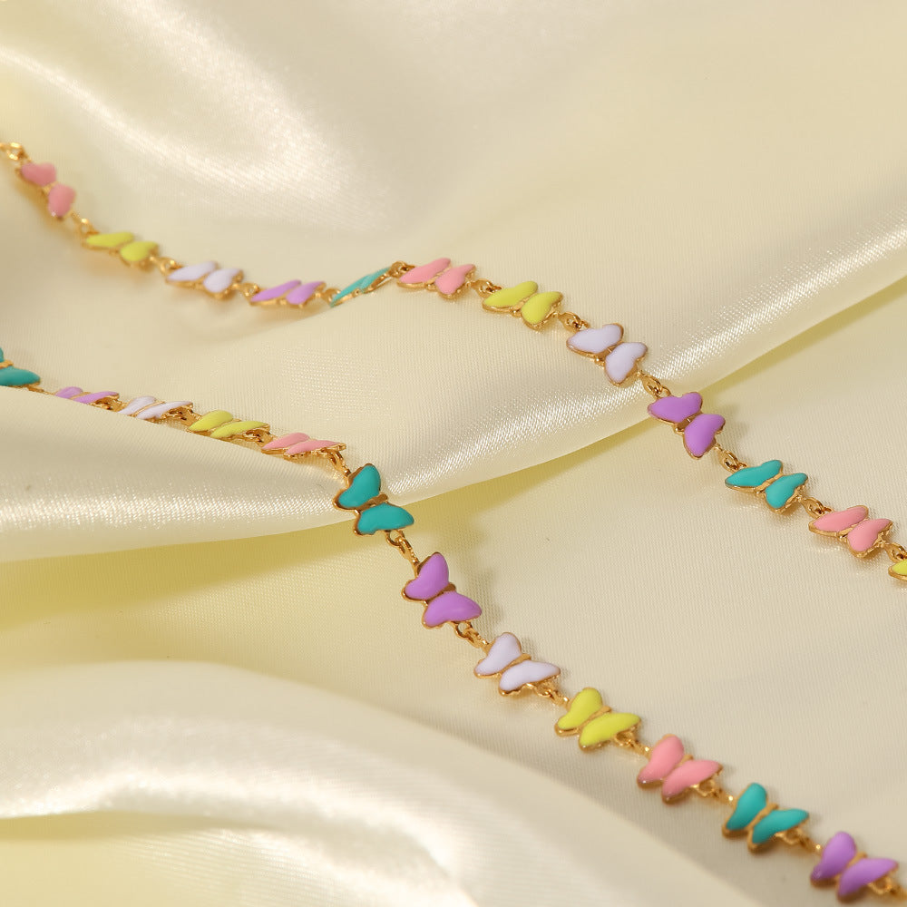 Pastel Butterfly Bracelet/Necklace [304 Stainless Steel]