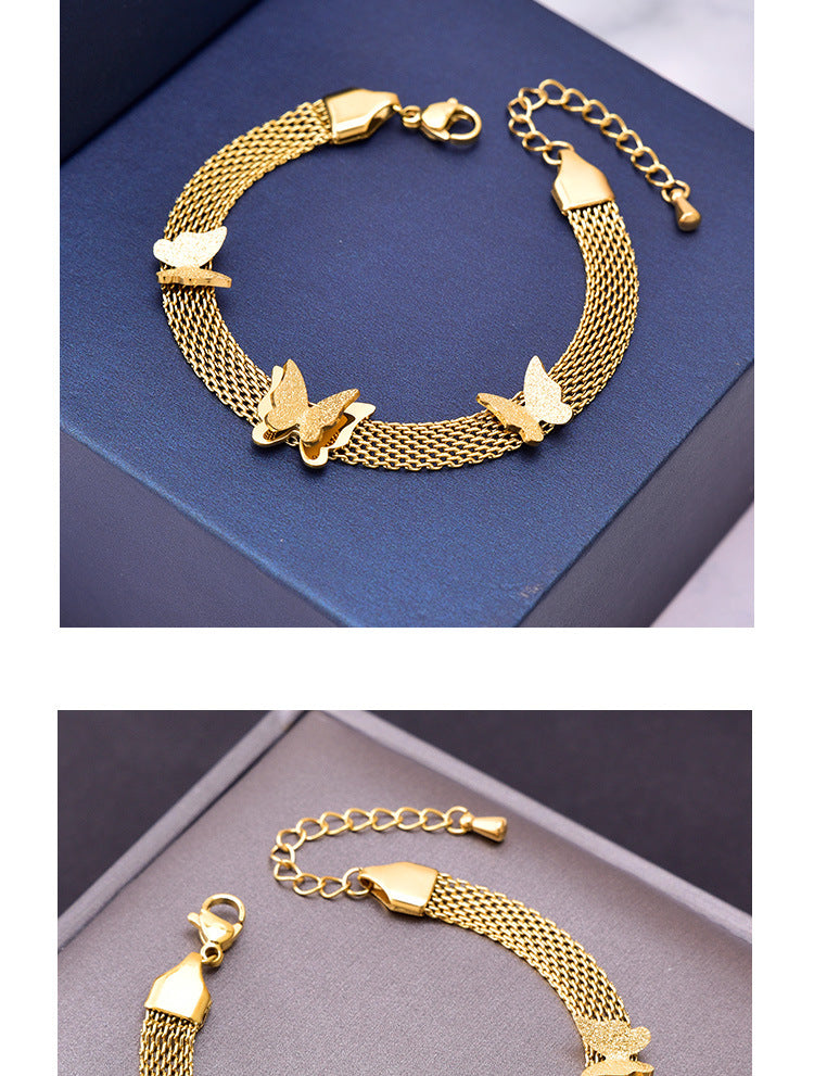 Butterfly Chain Bracelet [304 Stainless Steel, 18K Gold Plated]