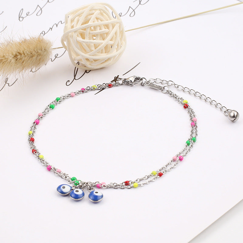 Colorful devil's eye Anklet [Stainless Steel]