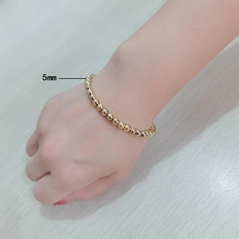 Elastic Beaded Bracelet [304 Stainless Steel, 18K Gold Plated]