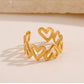 Hollow Heart Open Ring [304 Stainless Steel 18K Gold Plated]