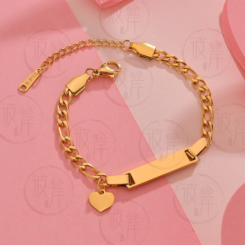 Love Heart Bracciale [201 in acciaio inossidabile, oro 18K placcato]