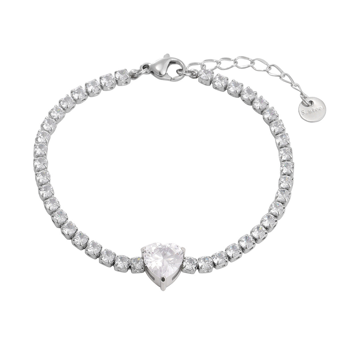 Heart Shape Rhinestones Bracelets [304 Stainless Steel]