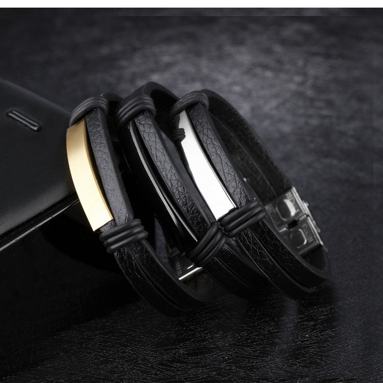 PU Leather Double Bracelet [304 Stainless Steel]