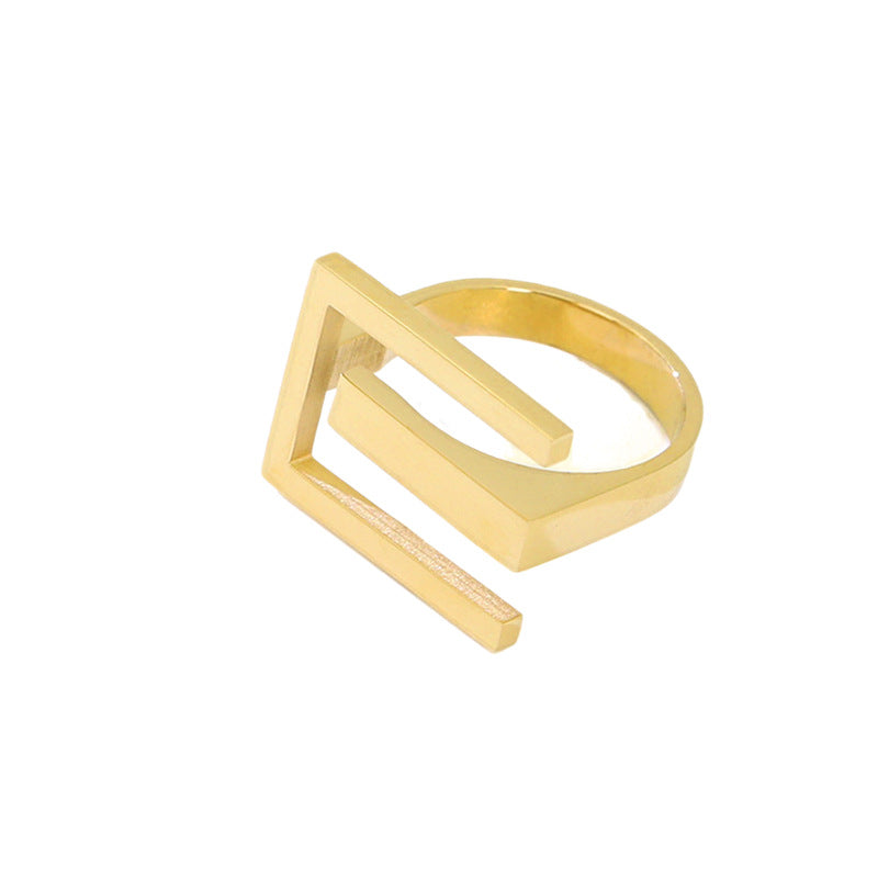 simple style commute solid color stainless steel plating gold plated rings