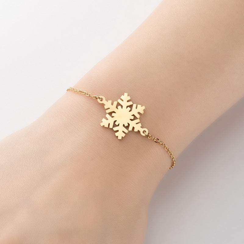 Bracelets de floco de neve [201 aço inoxidável, peito de ouro de 18k]