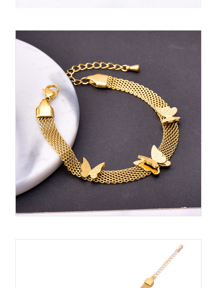 Butterfly Chain Bracelet [304 Stainless Steel, 18K Gold Plated]