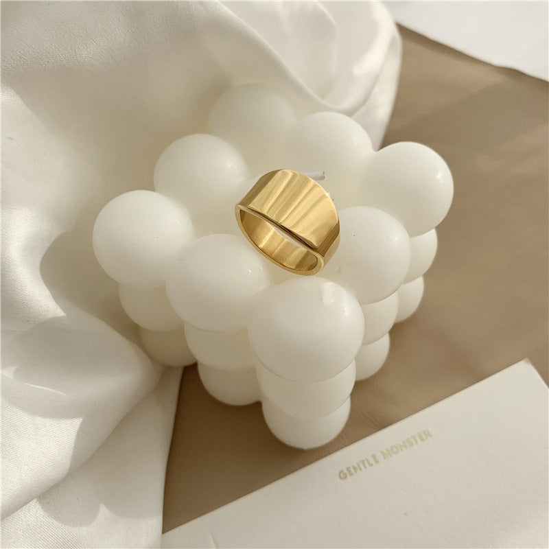 simple style commute solid color stainless steel plating gold plated rings