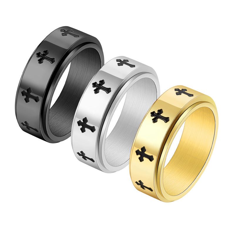 Cross Ring [304 Stainless Steel 18K Gold Plated]