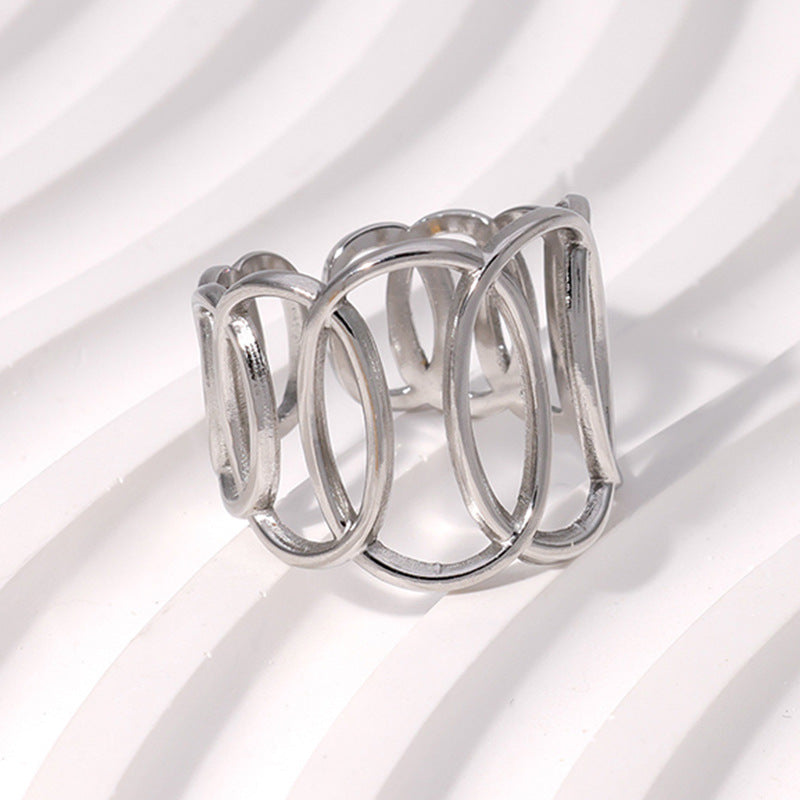 Hollow Circles Open Ring [Stainless Steel]