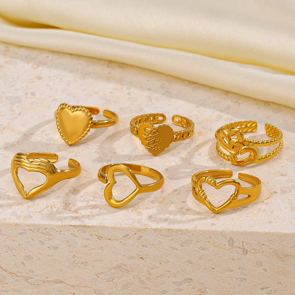 Heart Shape Open Ring [304 Stainless Steel 18K Gold Plated]