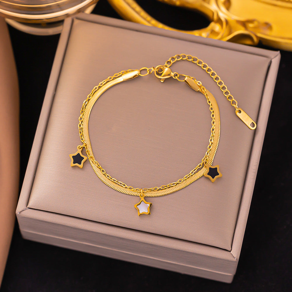 Star/Heart Shape Acrylic Bracelet/Necklace [304 Stainless Steel,18K Gold Plated]