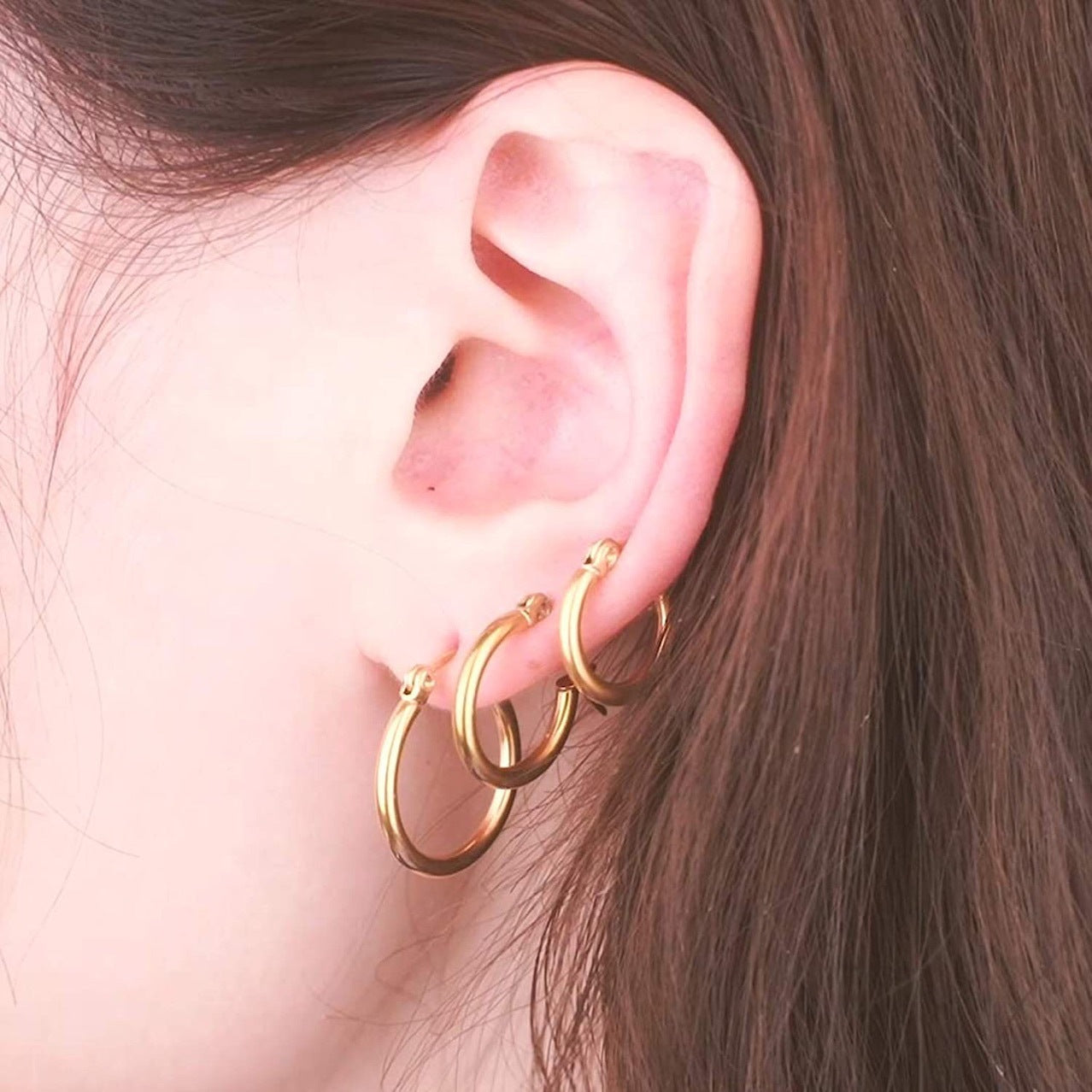 Hoop Earrings [201 Stainless Steel,18K Gold Plated]