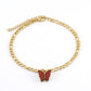 Red Butterfly Chain Anklet [304 Stainless Steel, 18K Gold Plated]