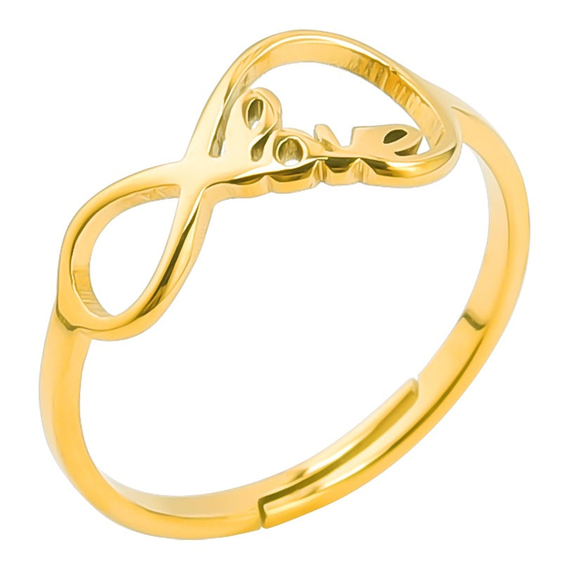 Amor Open Ring [304 acero inoxidable chapado en oro de 18k]