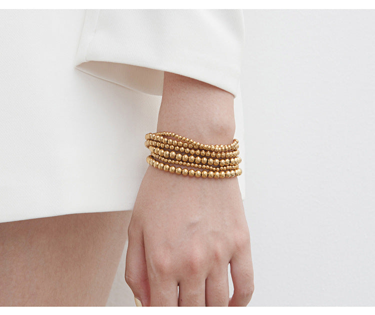 Bracciale a sfera di moda [acciaio inossidabile 304, oro 14K placcato]