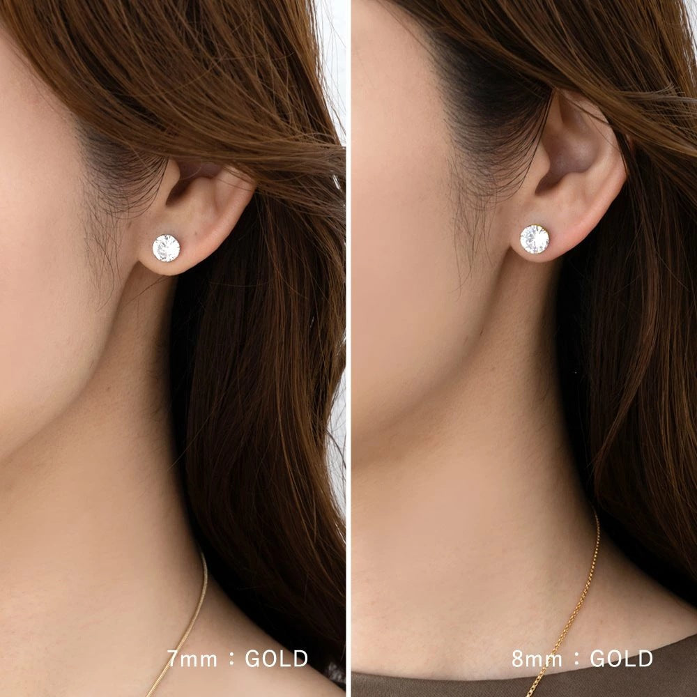 Round Zircon Ear Studs[316L Stainless Steel]