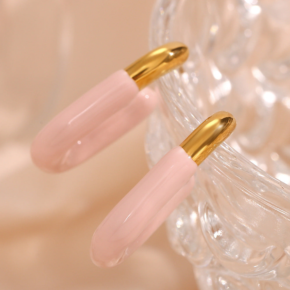 Pastel U Shaped Earrings [304 Stainless Steel,18K Gold Plated]