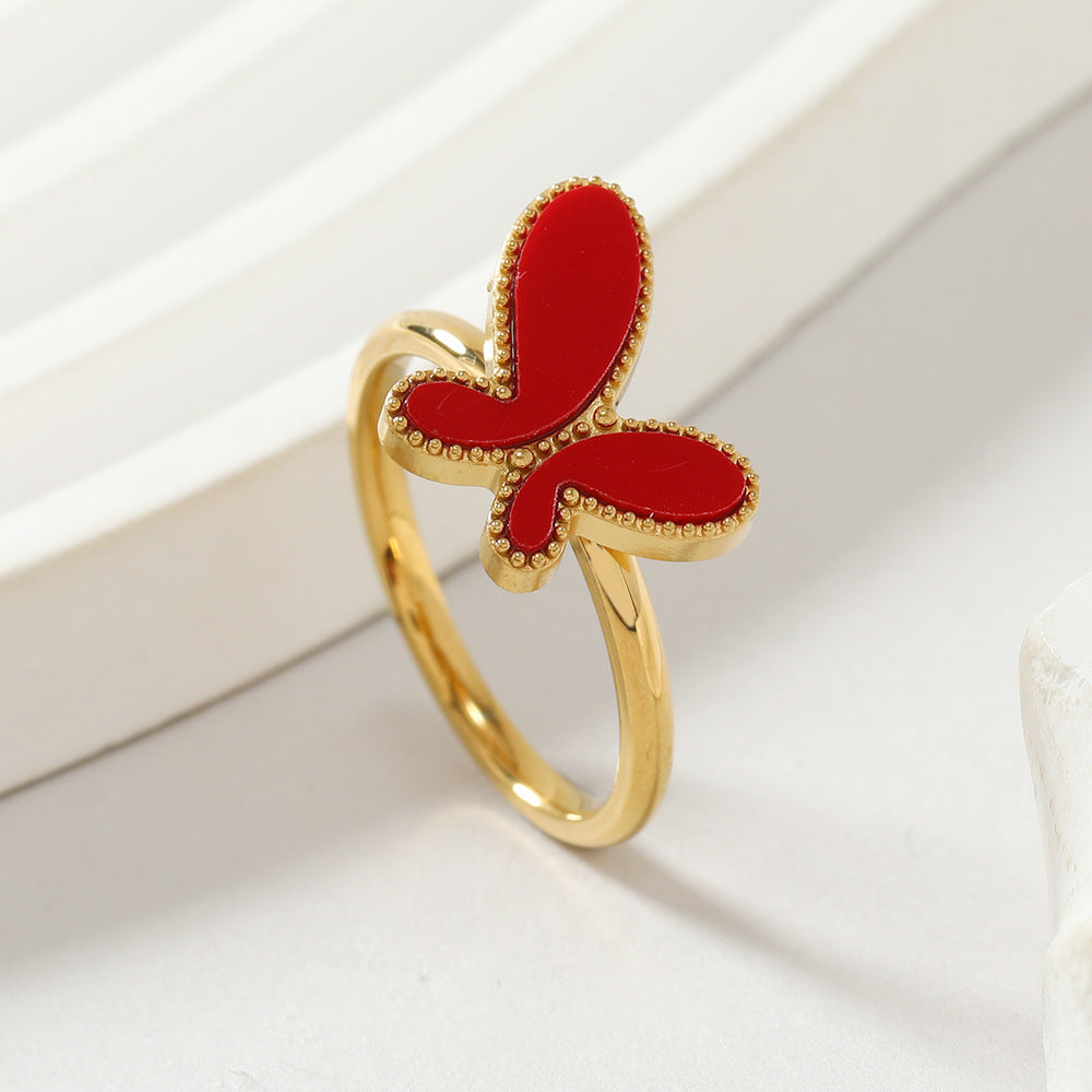 Butterfly Acrylic Ring [Stainless Steel]