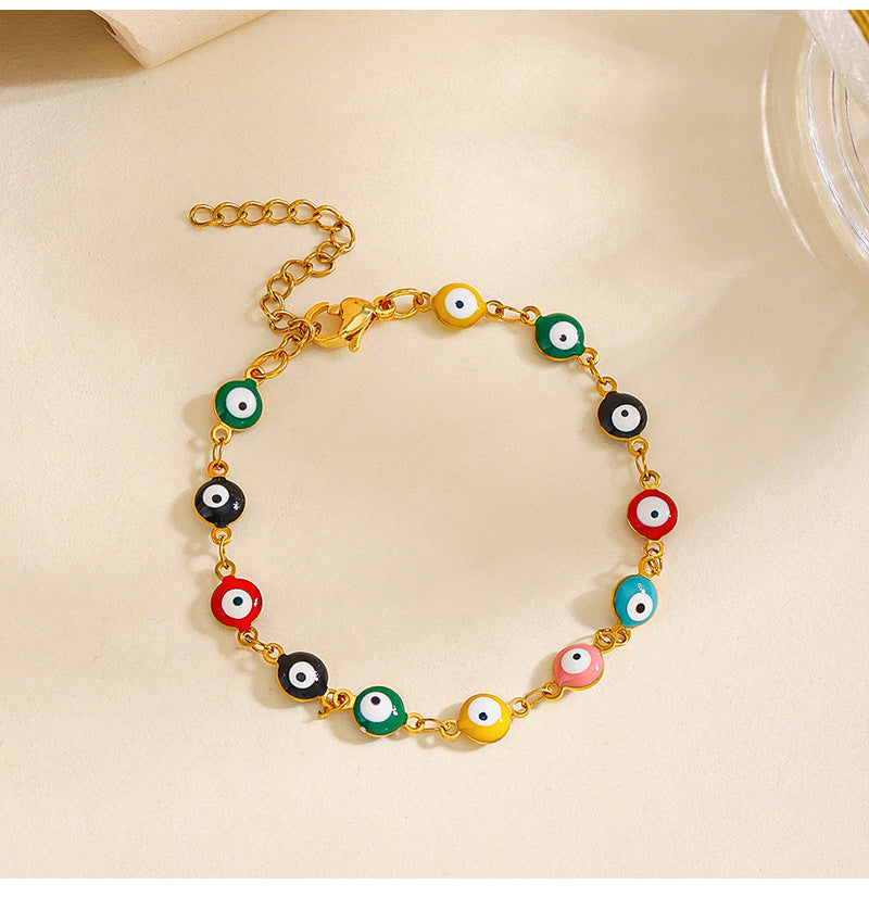 Eye Cartoon Style Bracelet [304 Stainless Steel 18K Gold Plated]