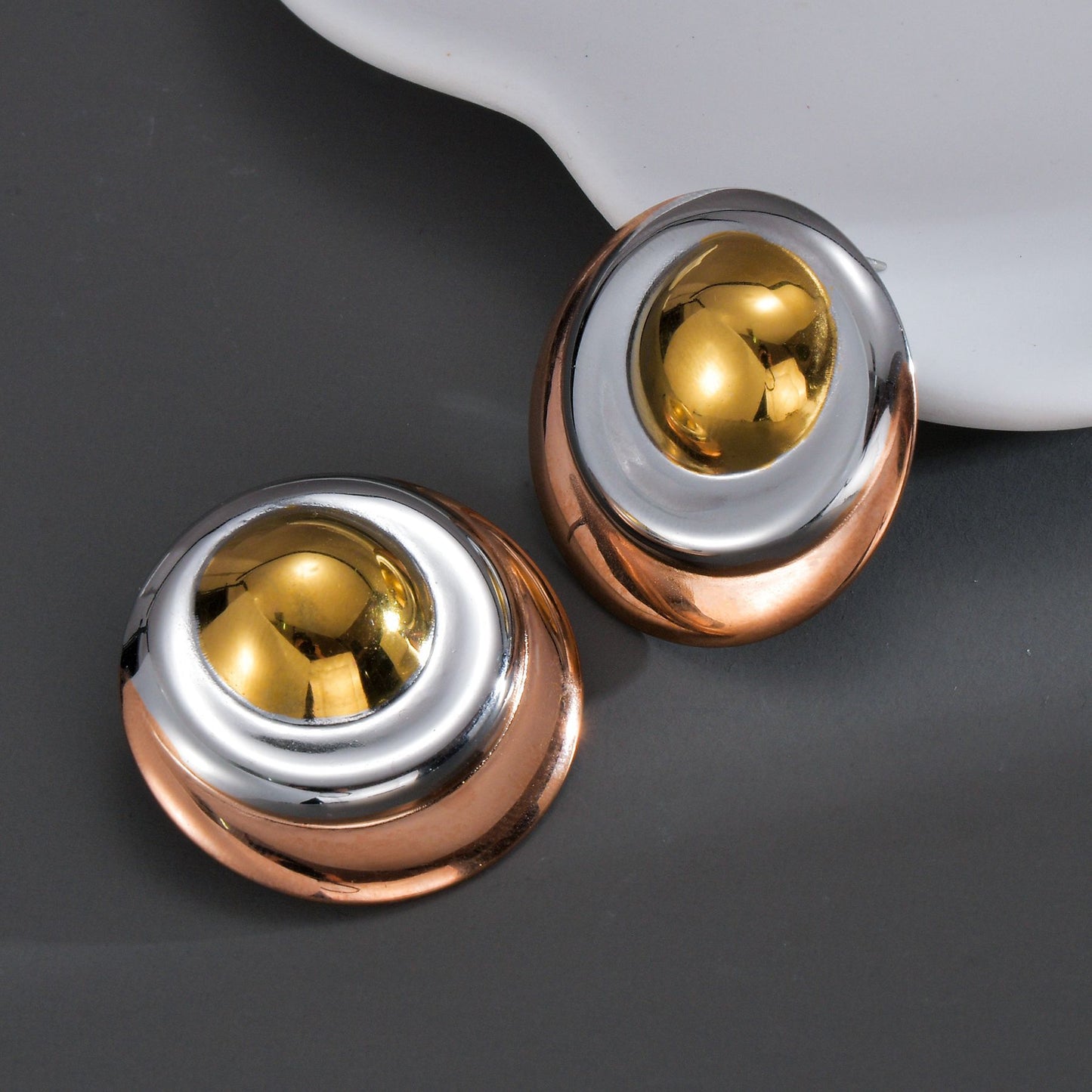 Mix Silver Gold Ear Studs [304 Stainless Steel]