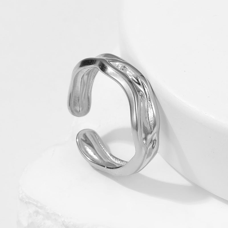 Thin Lava Open Ring [Stainless Steel]