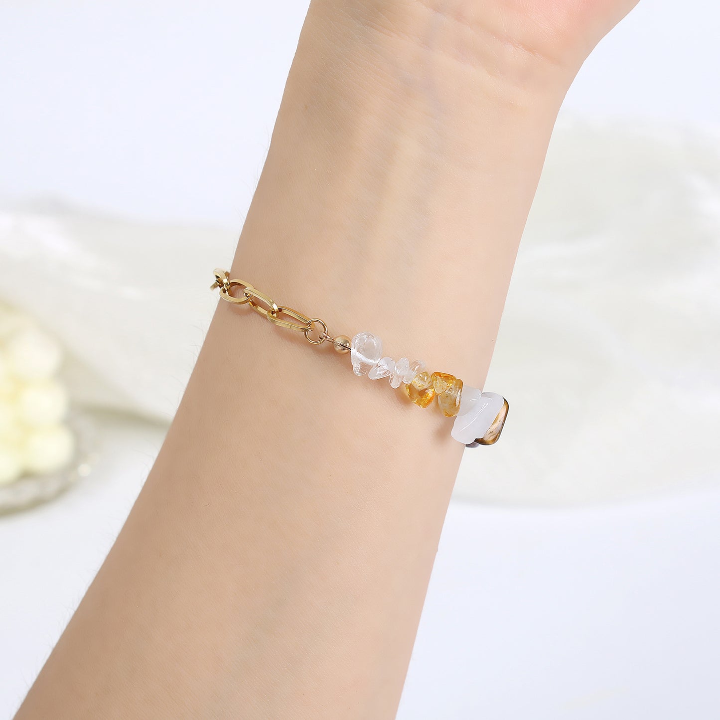 Irregular Gravel Stone Bracelet [304 Stainless Steel,18K Gold Plated]