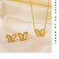 White Butterfly Shell Earrings/Necklace [304 Stainless Steel,18K Gold Plated]