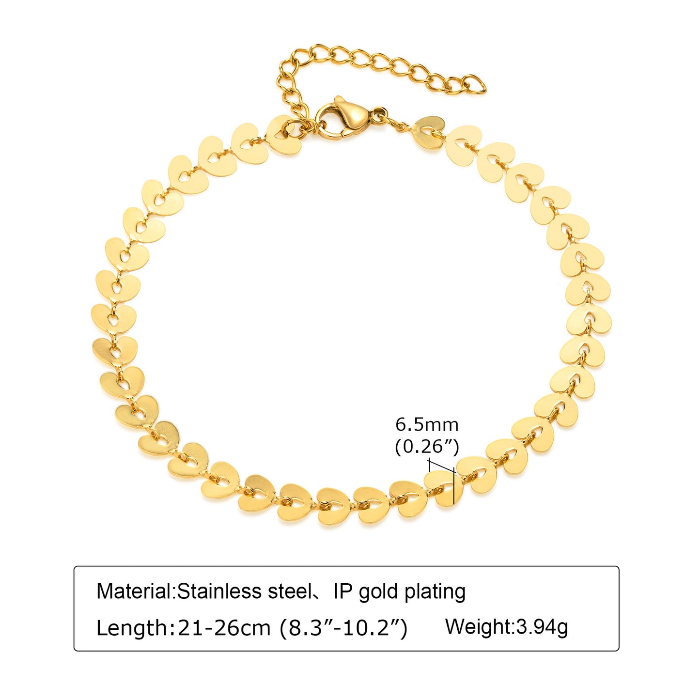 Foglie Anklet [201 in acciaio inossidabile, oro 18K placcato]