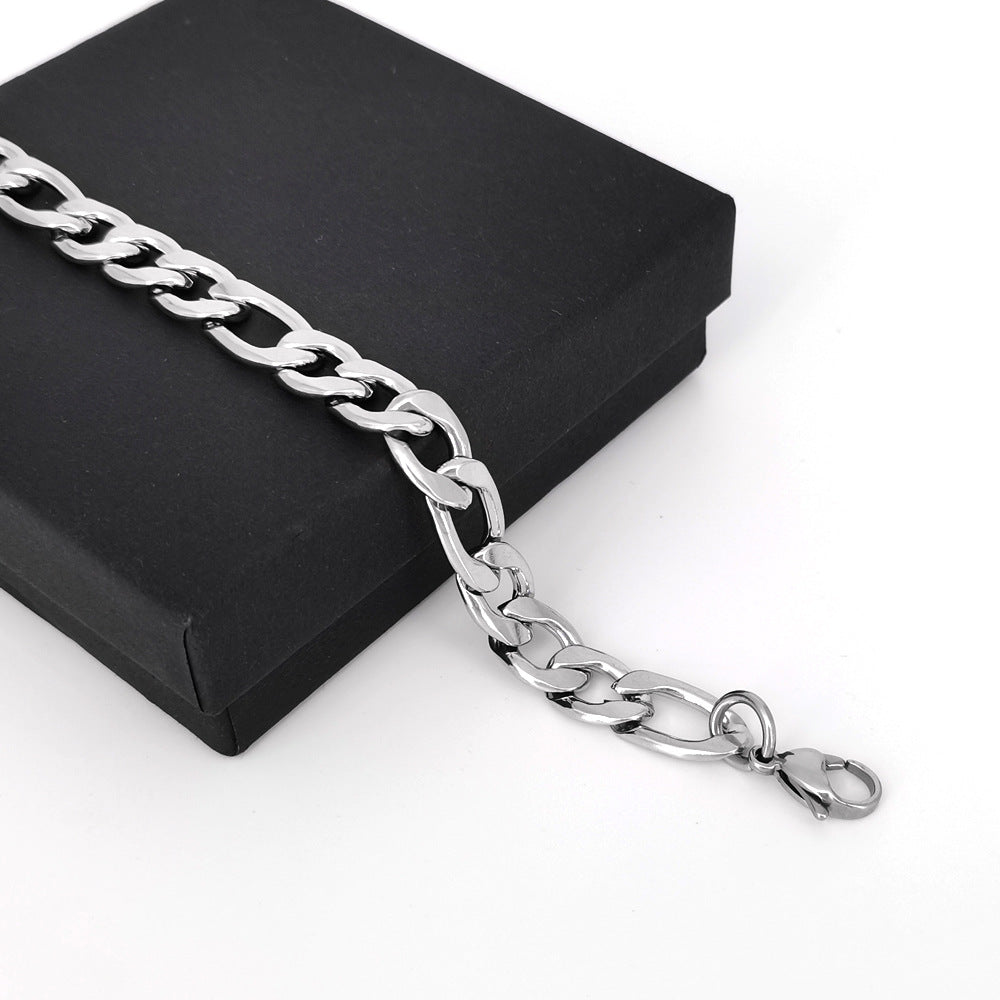 Figaro Chain Bracelet Silver[304 Stainless Steel]