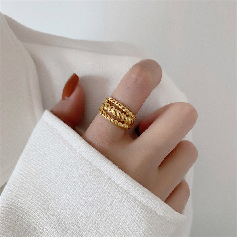 simple style commute solid color stainless steel plating gold plated rings