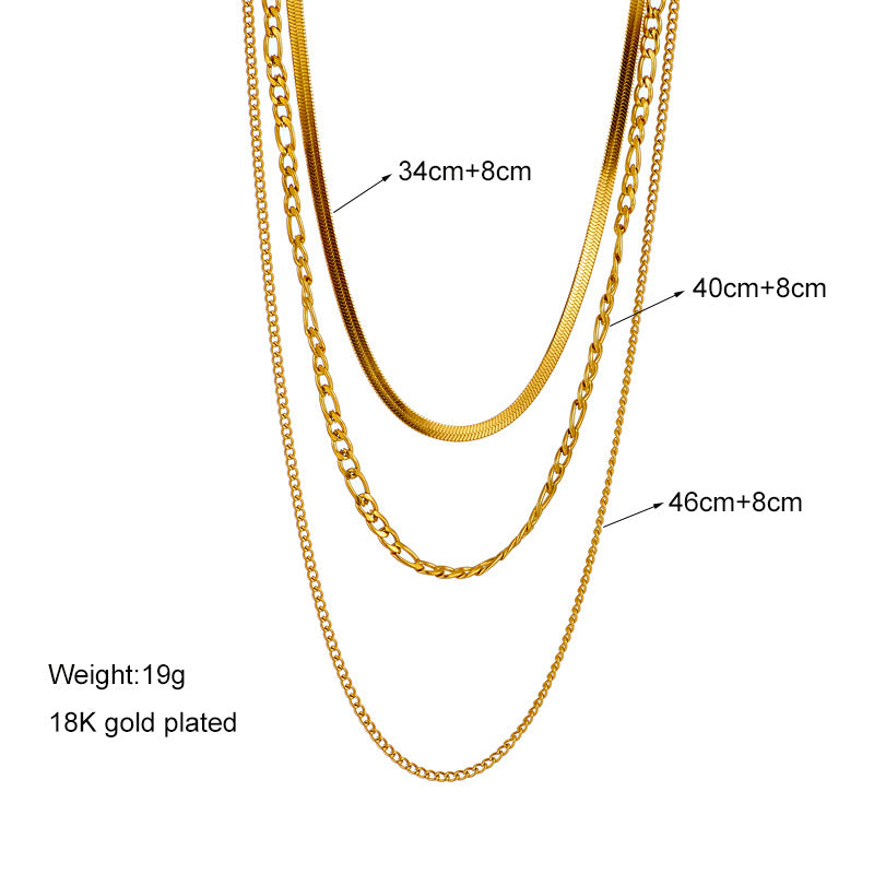 Layered Chain Necklace [304 Stainless Steel,18K Gold Plated]