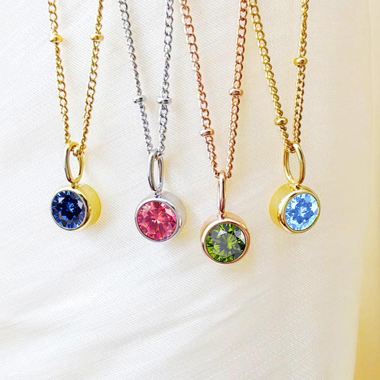 Geometric Rhinestones Pendant Necklace [304 Stainless Steel,14K Gold Plated]