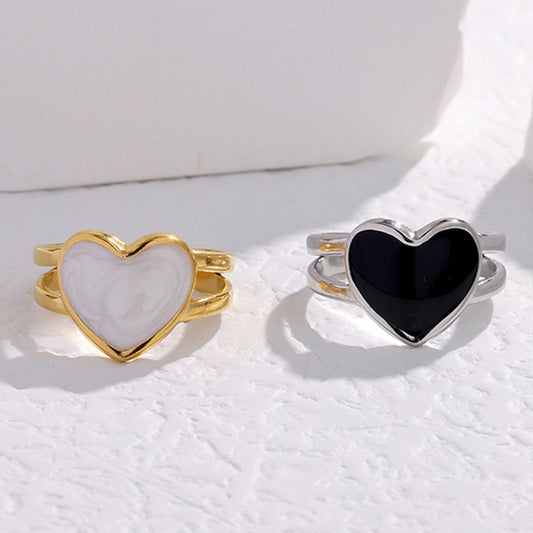 Heart Enamel Open Ring [Stainless Steel]