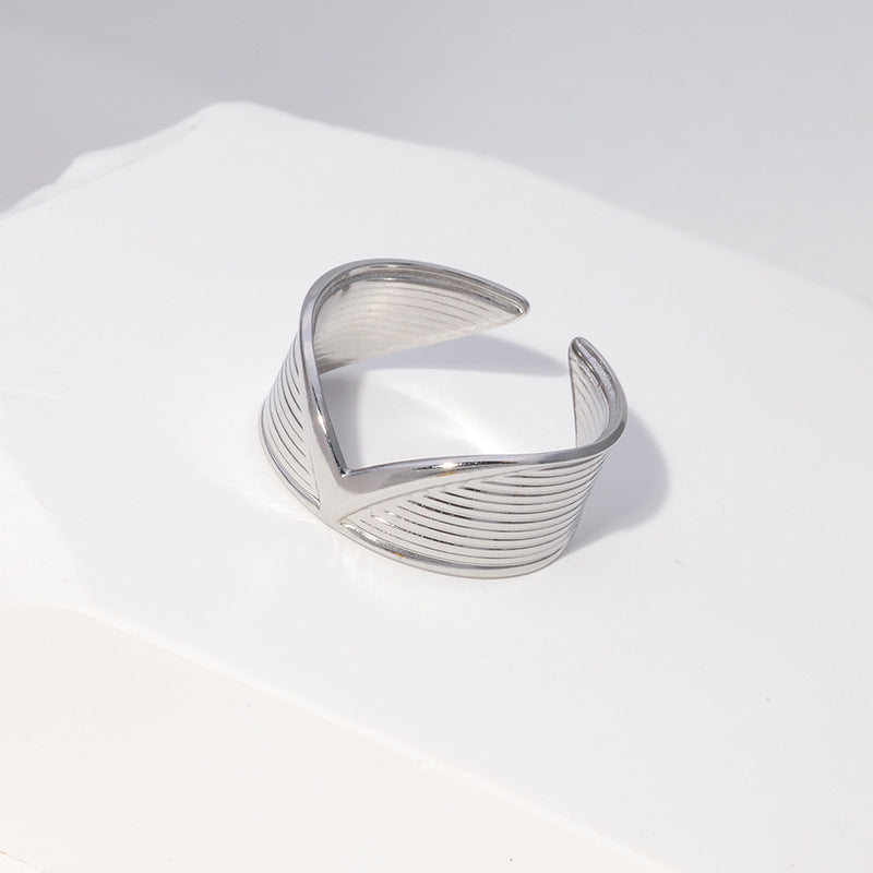 Irregular V Ring [304 Stainless Steel, 18K Gold Plated]