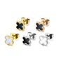 fashion four leaf clover stainless steel enamel ear studs 1 piece