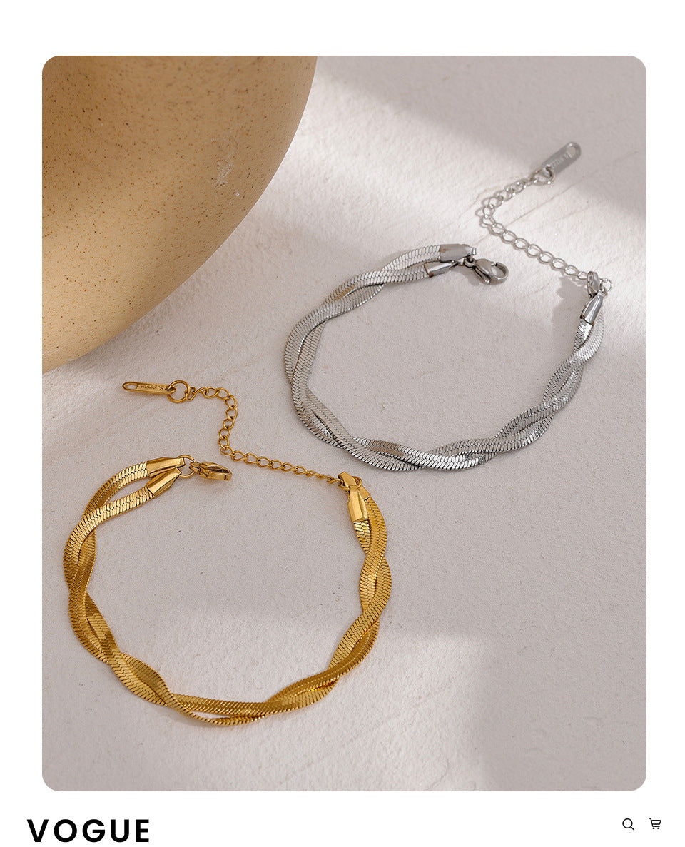 Twist Chain armband/ketting [304 roestvrij staal, 18K vergulde goud]