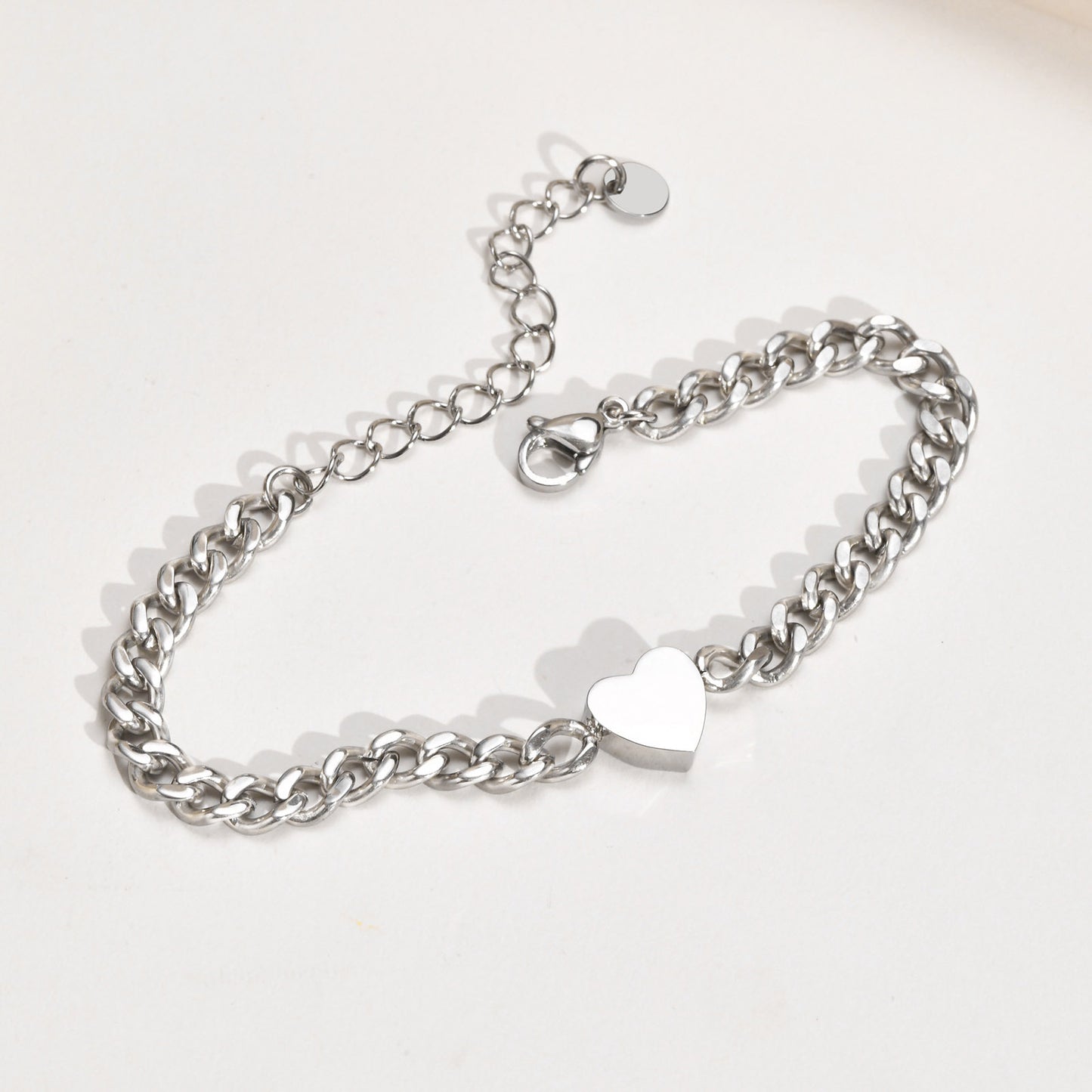 Heart Curb Chain Bracelet [201 Stainless Steel]