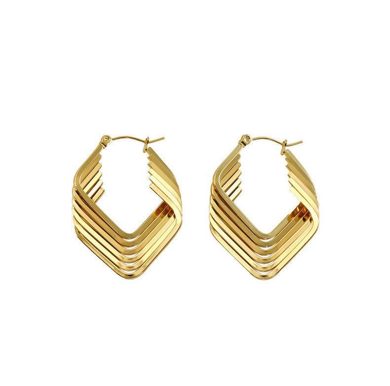 Geometric Solid Color  Hoop Earrings [304 Stainless Steel,18K Gold Plated]