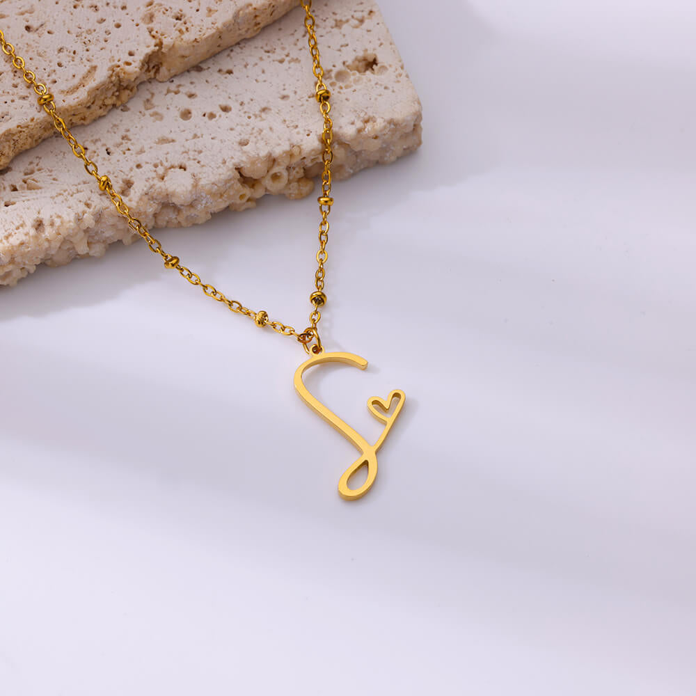 Calligraphic Letter Necklace [304 Stainless Steel]