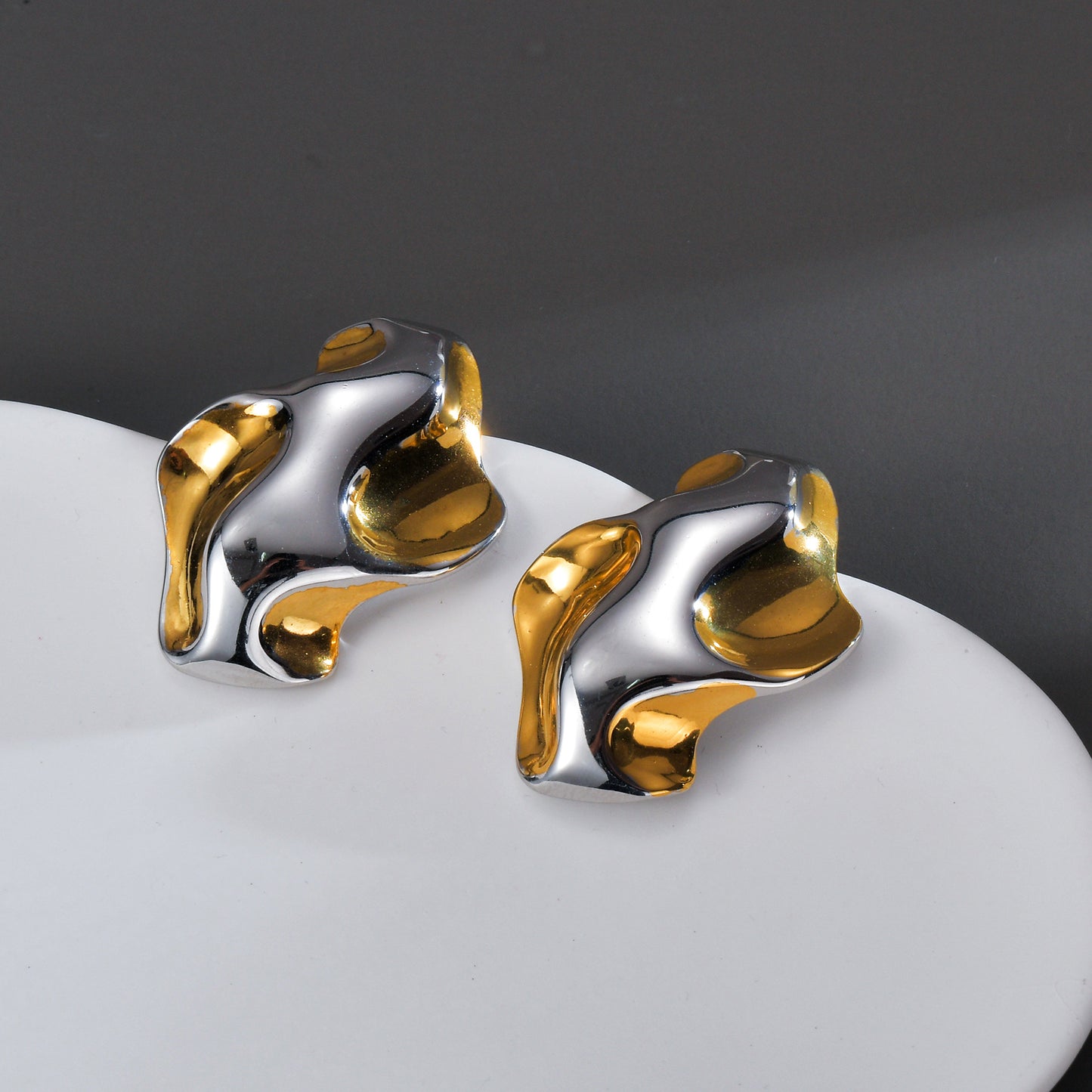 Mix Silver Gold Ear Studs [304 Stainless Steel]